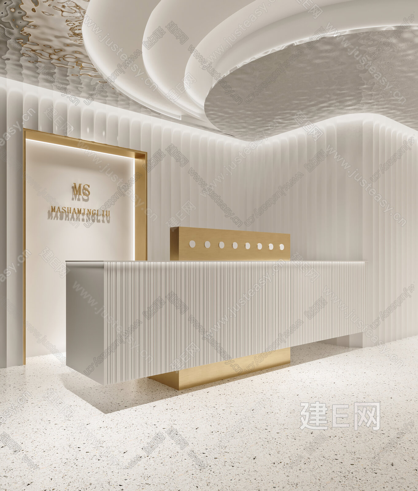 现代轻奢前台模型SU模型下载[ID:101142917]_建e网su模型