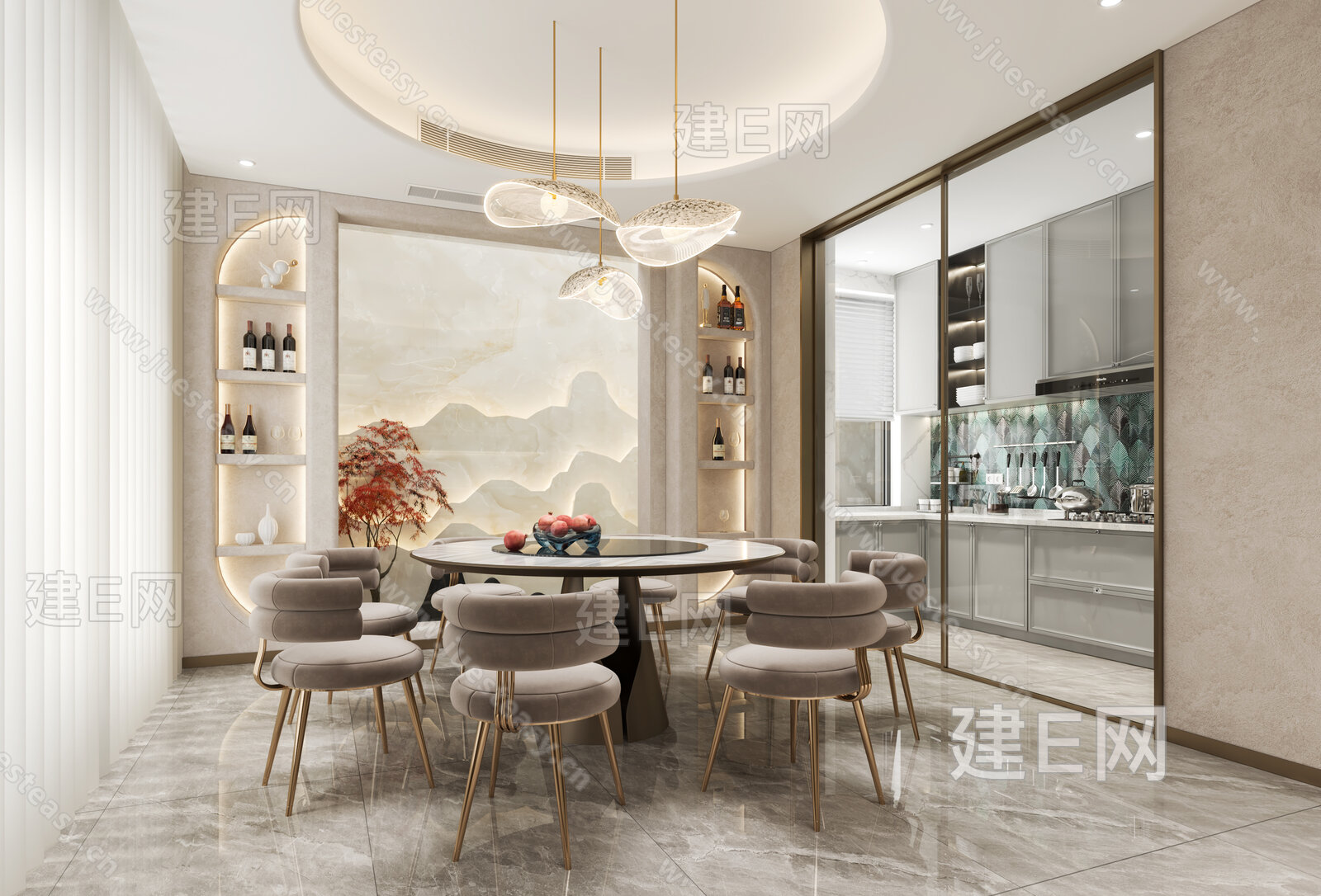 现代餐厅模型SU模型下载[ID:100749596]_建e网su模型