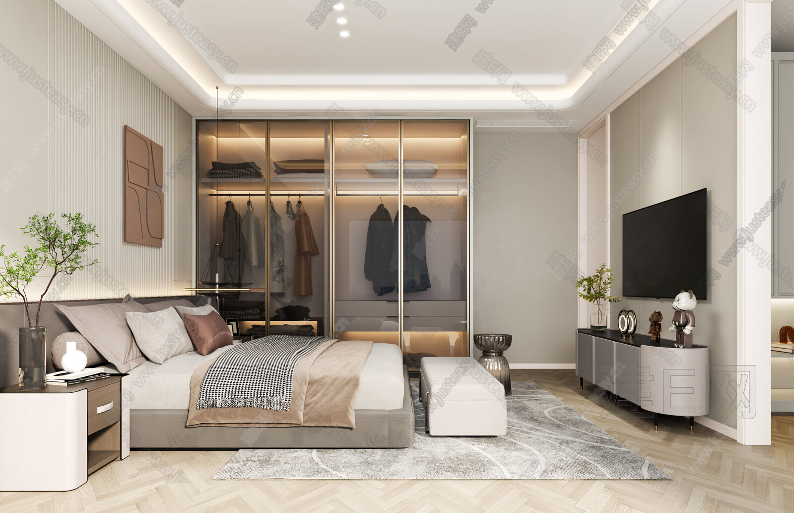 【现代卧室3d模型】建e网_现代卧室3d模型下载[ID:115169569]_打造3d现代卧室模型免费下载平台
