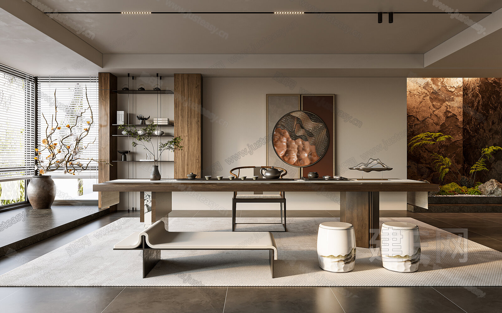 【新中式茶室3d模型】建e网_新中式茶室3d模型下载[ID:114841952]_打造3d新中式茶室模型免费下载平台
