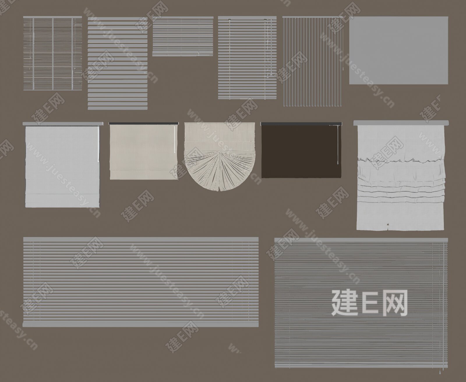 现代百叶帘模型SU模型下载[ID:108614083]_建E室内设计网
