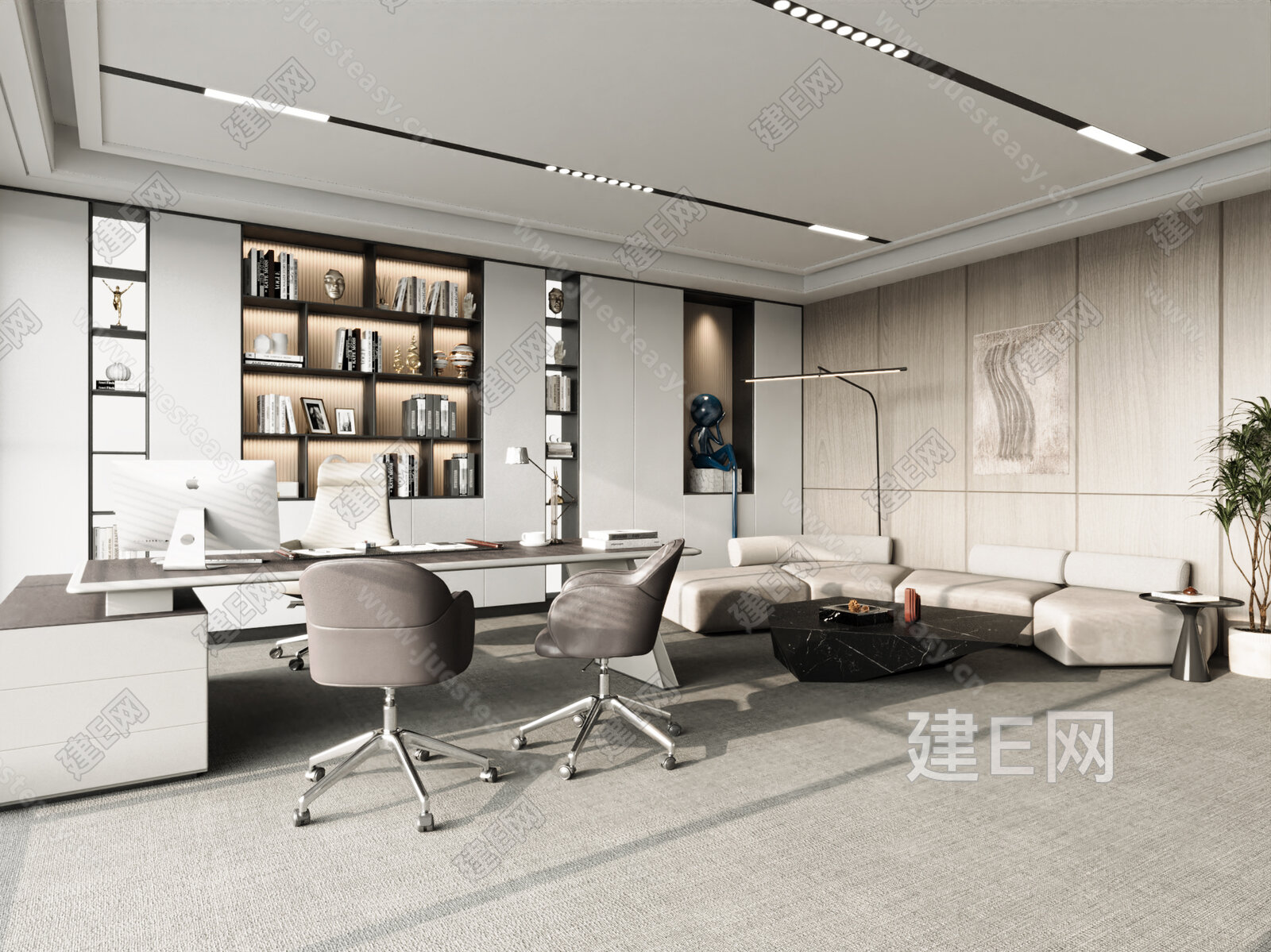 现代经理办公室3d模型下载[ID:115628414]_建e网3d模型