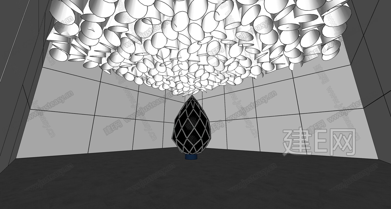 现代艺术展厅模型SU模型下载[ID:108679674]_建E室内设计网