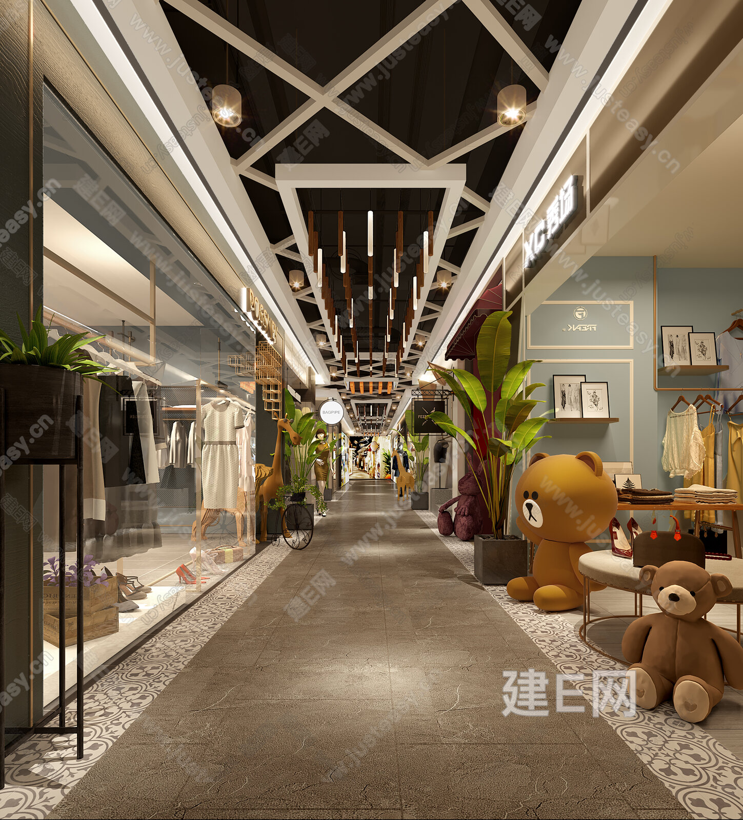 现代服装商场3d模型下载[ID:115759520]_建e网3d模型