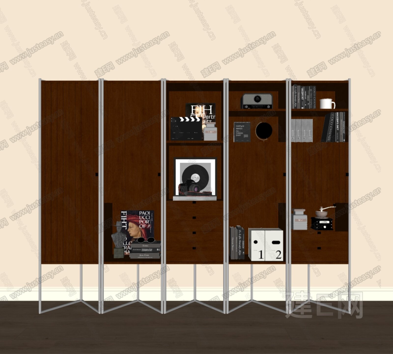 现代书柜模型SU模型下载[ID:101142794]_建E室内设计网