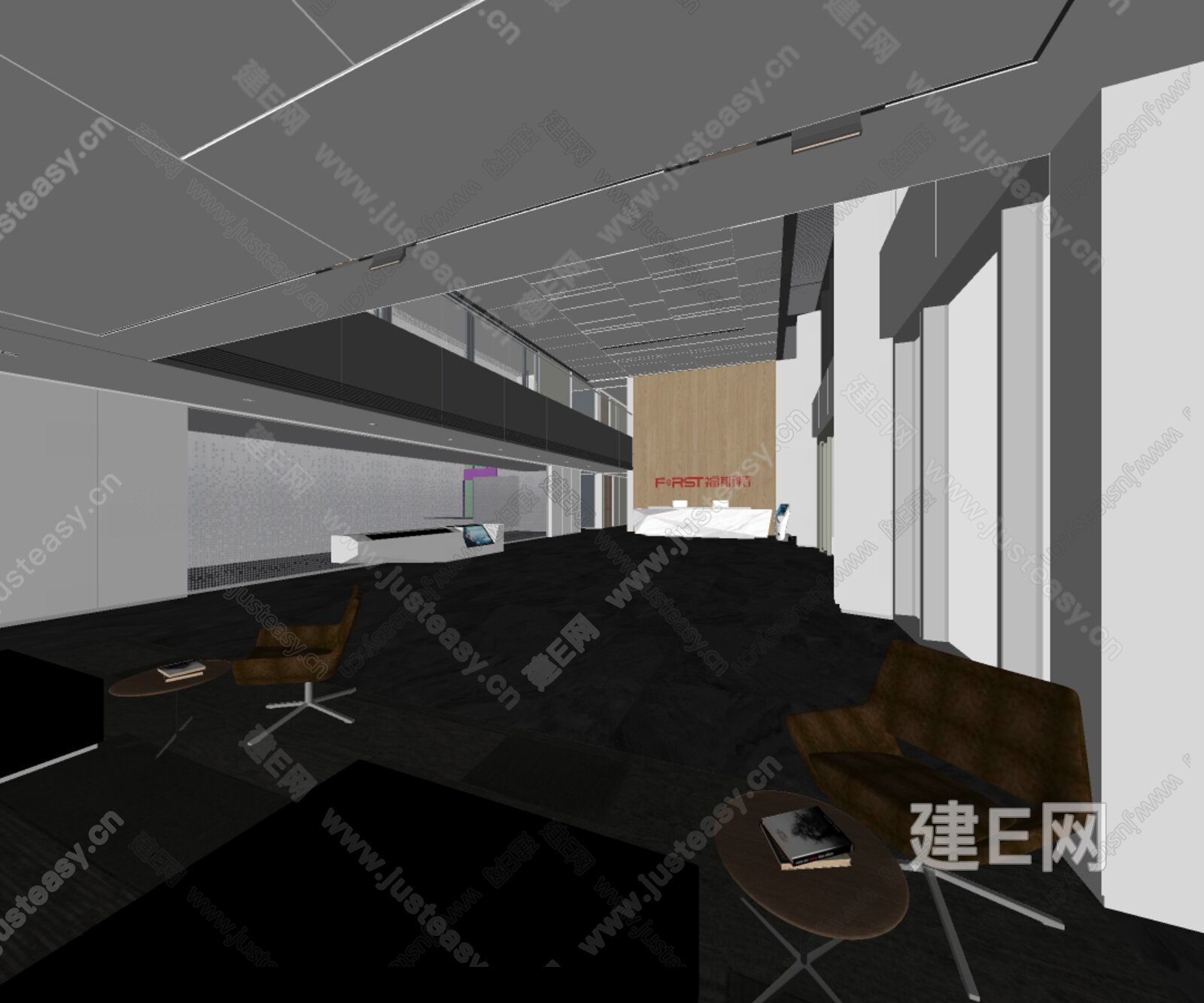 现代公司大堂模型SU模型下载[ID:100749619]_建e网su模型