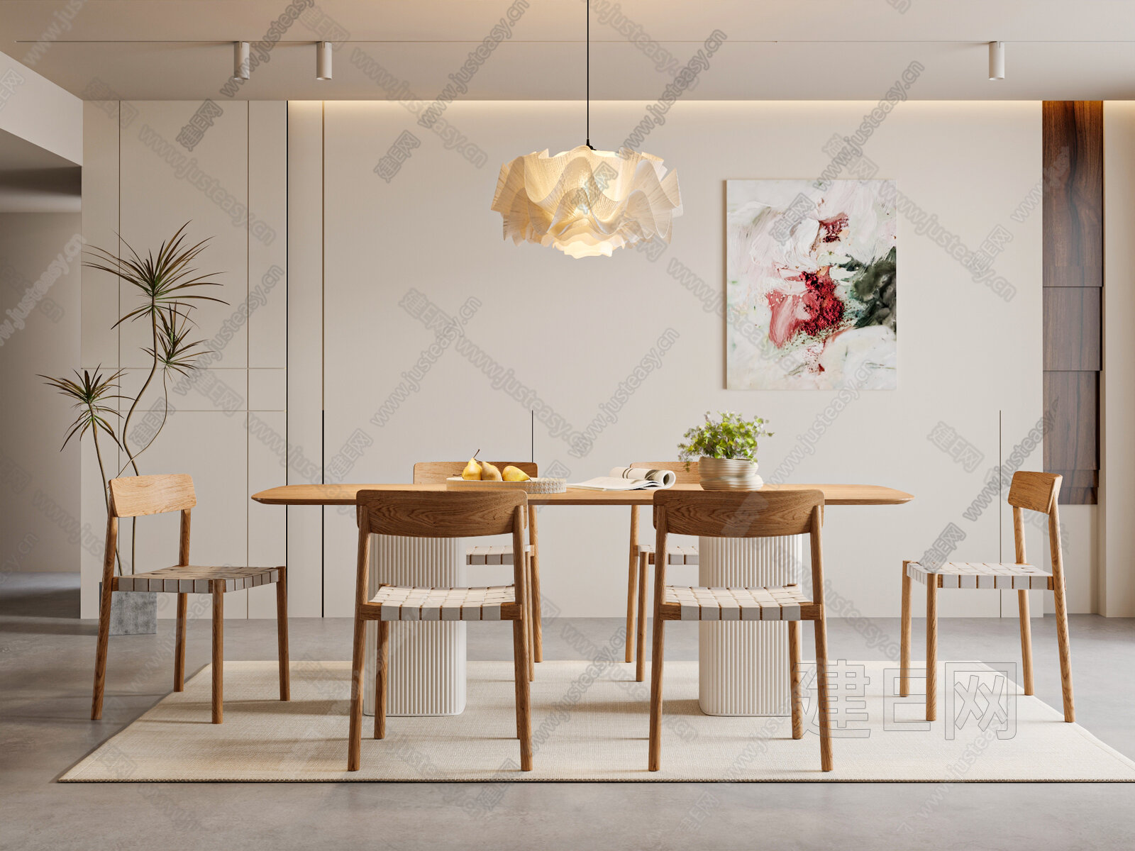 【现代奶油风餐厅3d模型】建e网_现代奶油风餐厅3d模型下载[ID:115366275]_打造3d现代奶油风餐厅模型免费下载平台