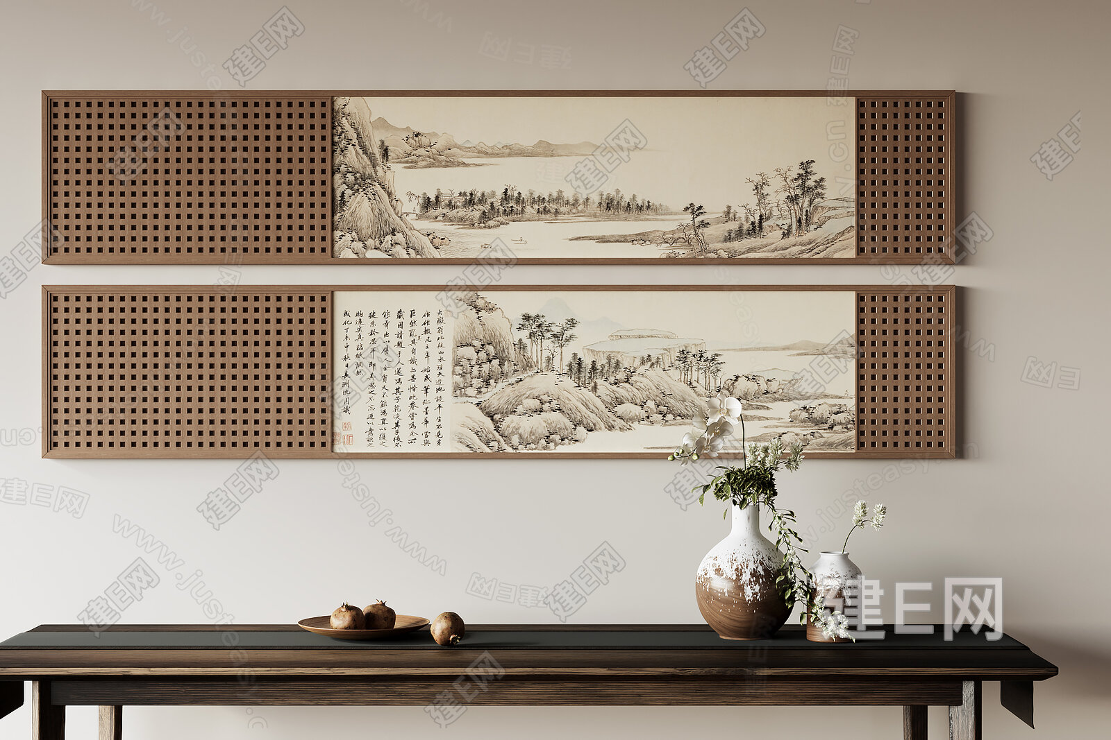 【新中式装饰画3d模型】建e网_新中式装饰画3d模型下载[ID:115497328]_打造3d新中式装饰画模型免费下载平台