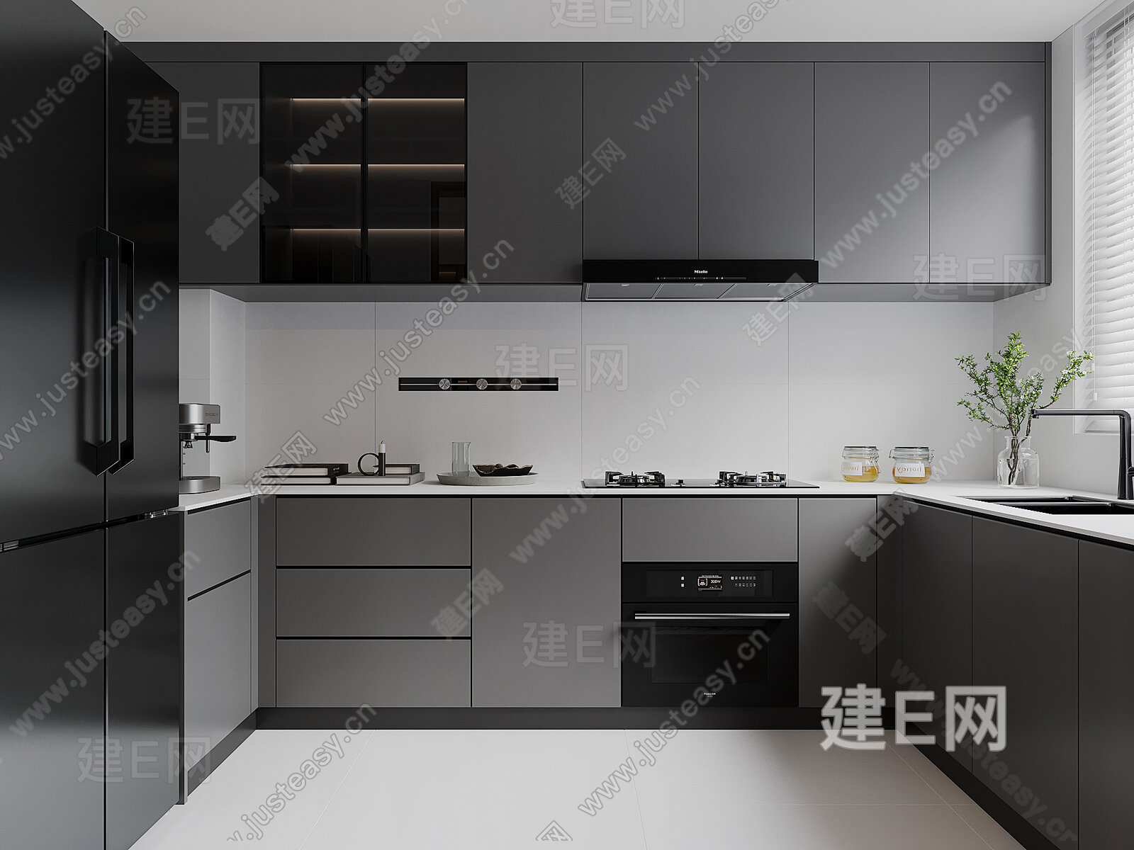 现代厨房模型SU模型下载[ID:100880744]_建E室内设计网