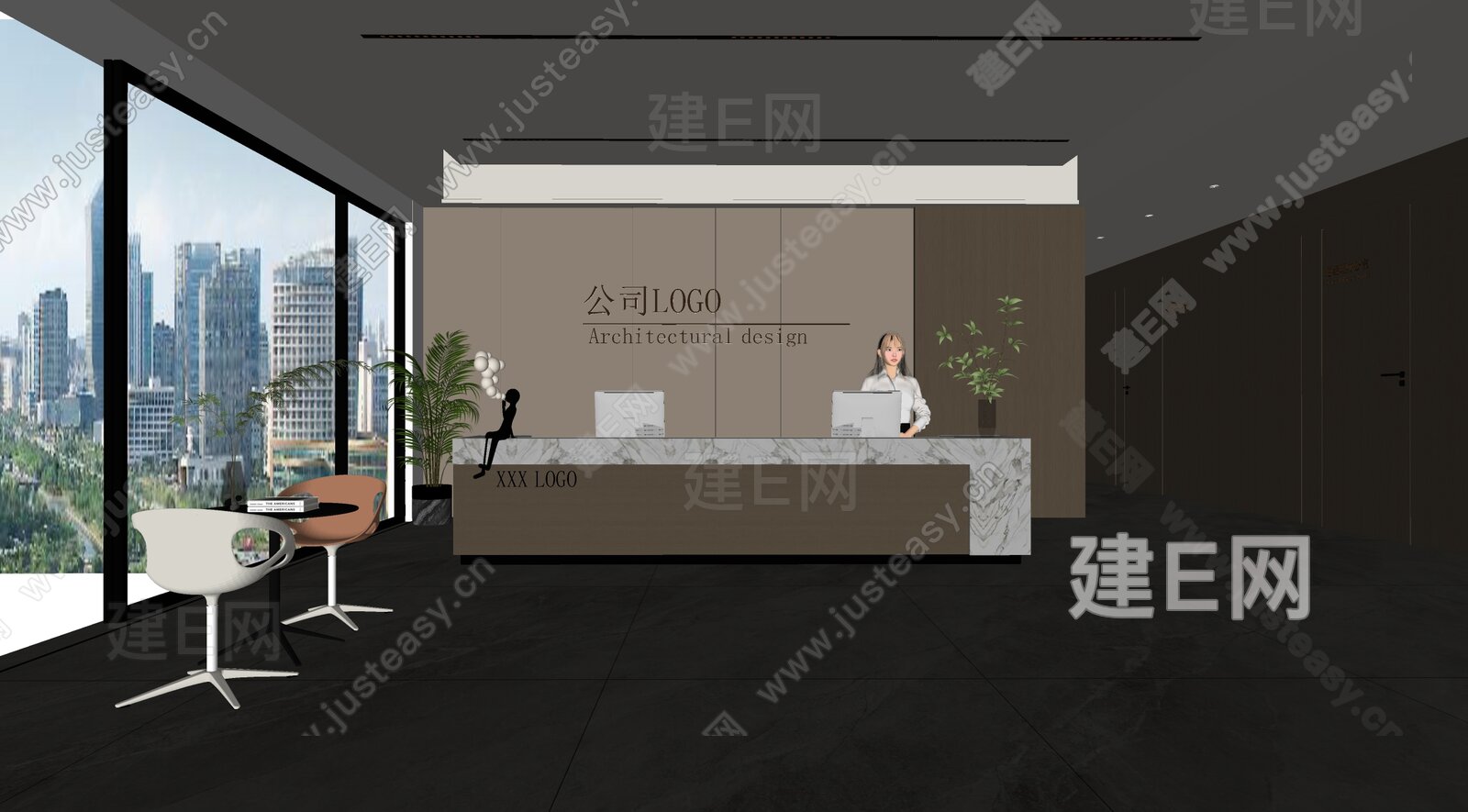 现代公司前台 模型SU模型下载[ID:101536024]_建e网su模型