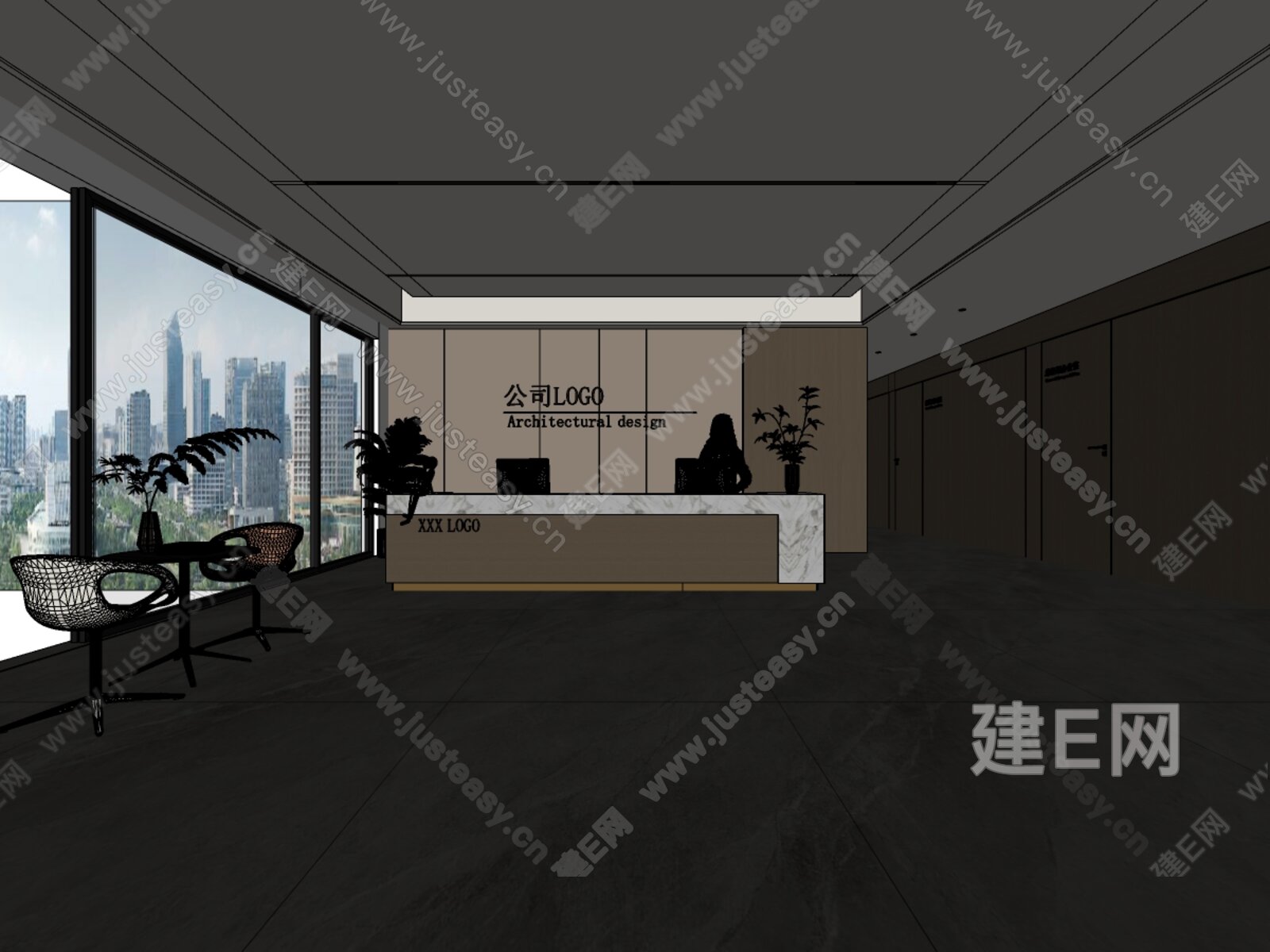 现代公司前台模型SU模型下载[ID:101667137]_建e网su模型