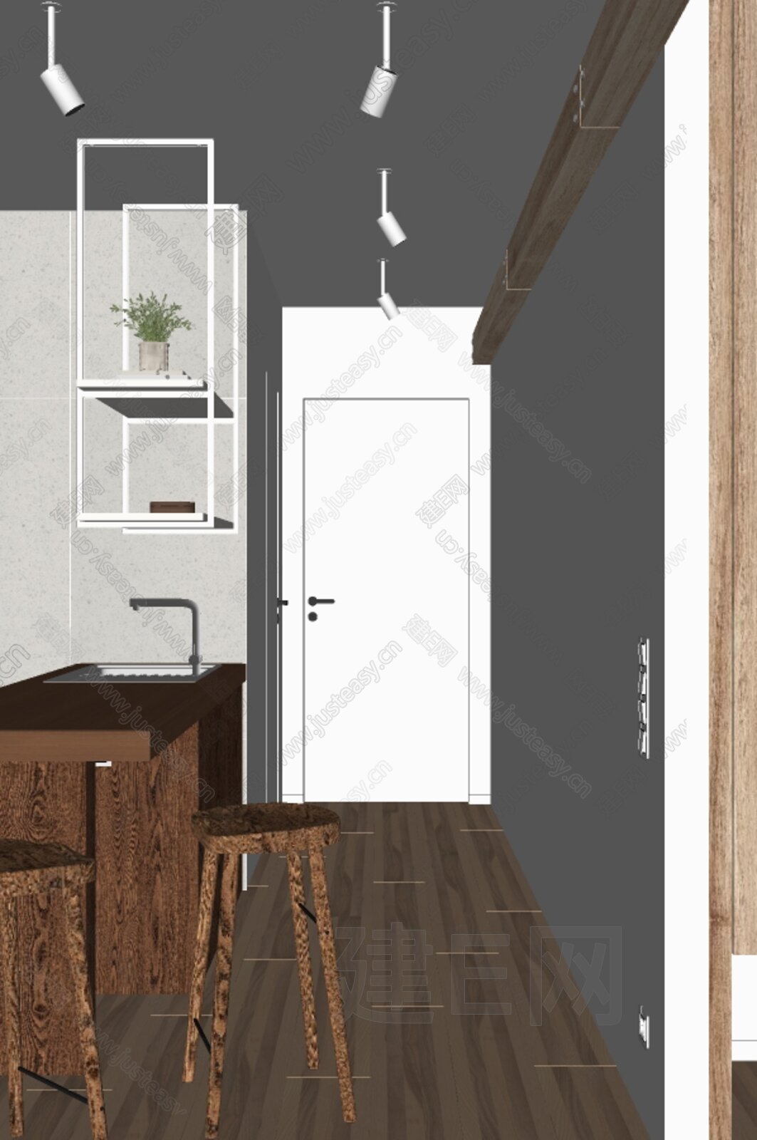 现代别墅家居餐厅 模型SU模型下载[ID:101667271]_建E室内设计网