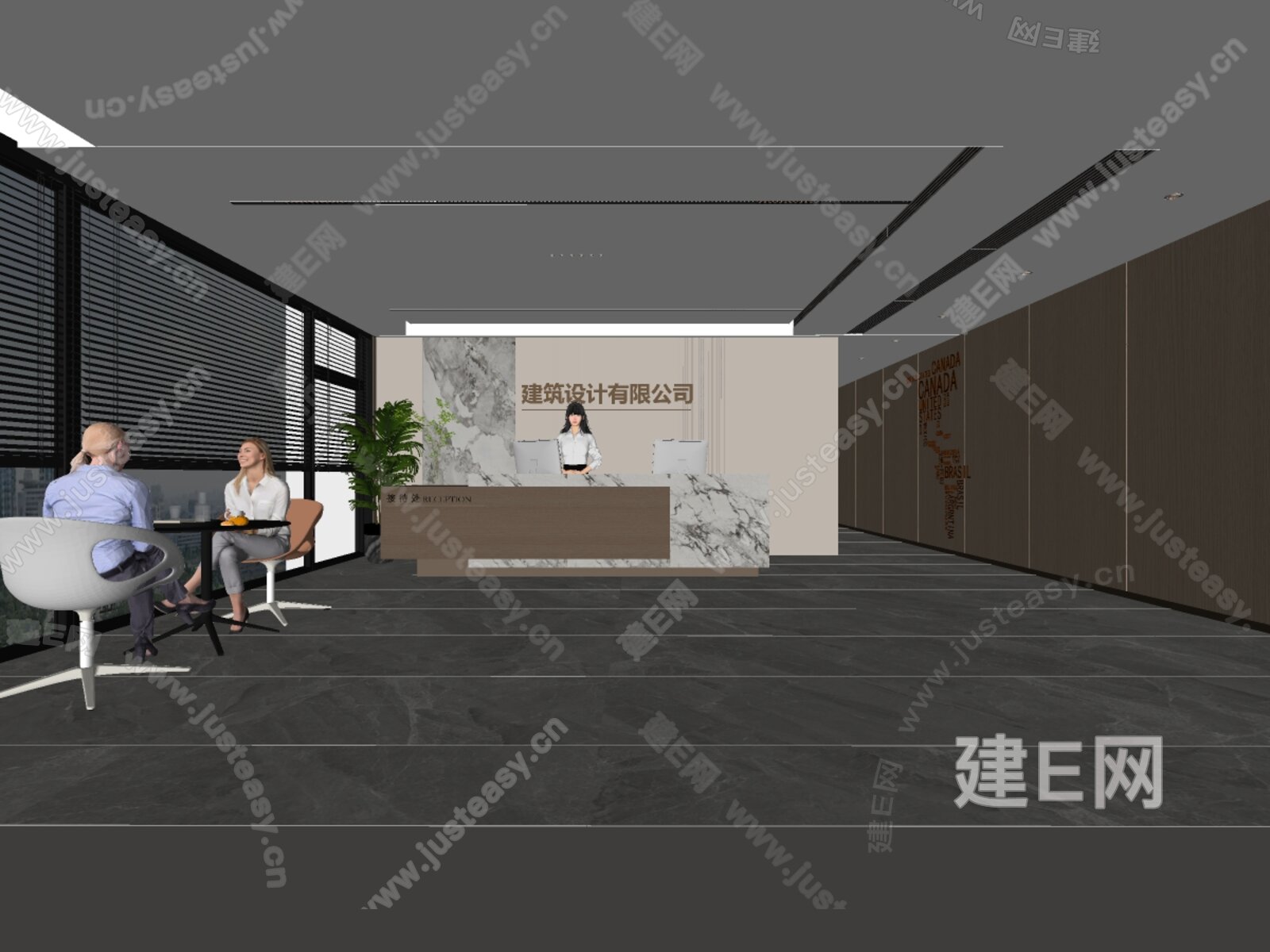 现代公司前台模型SU模型下载[ID:101601582]_建e网su模型
