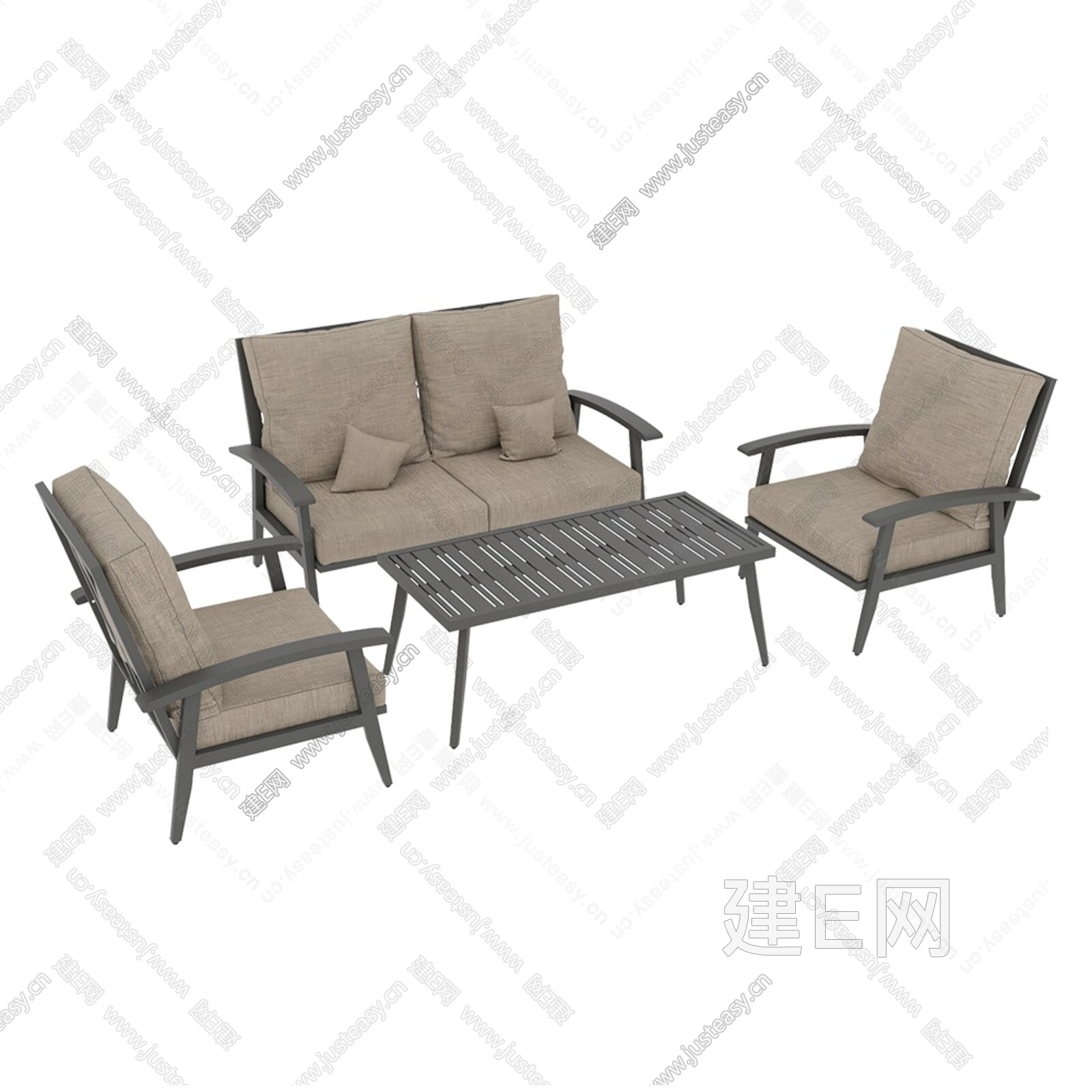 Club chair Rockport 现代沙发茶几椅组合模型SU模型下载[ID:101405097]_建e网su模型