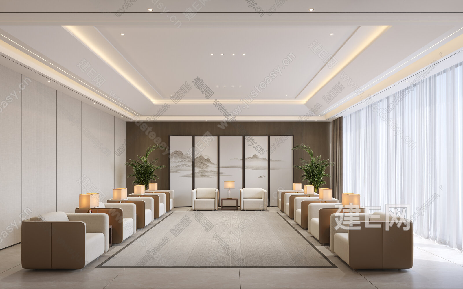 现代会客厅 模型SU模型下载[ID:101404987]_建e网su模型