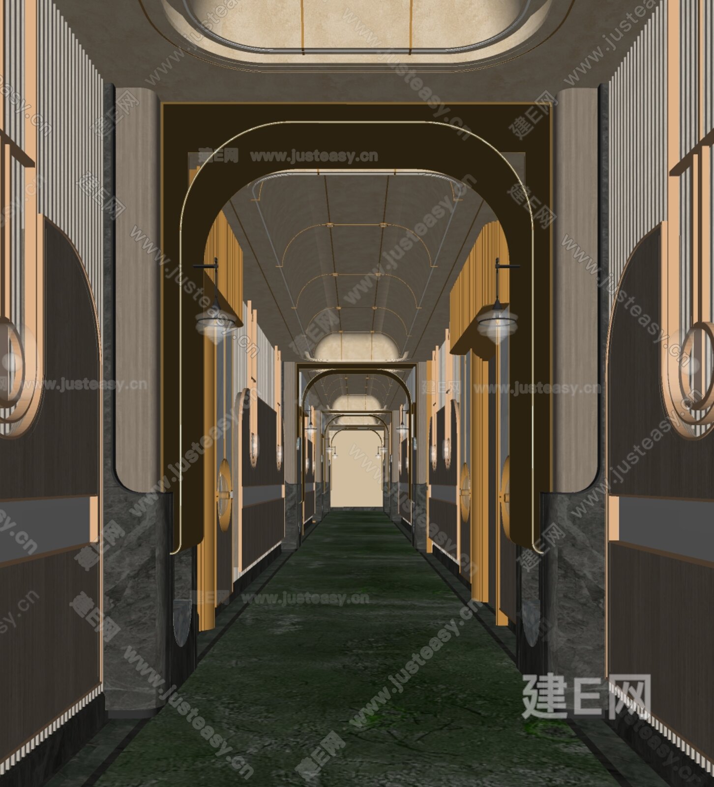 现代KTV过道走廊模型SU模型下载[ID:101405165]_建E室内设计网