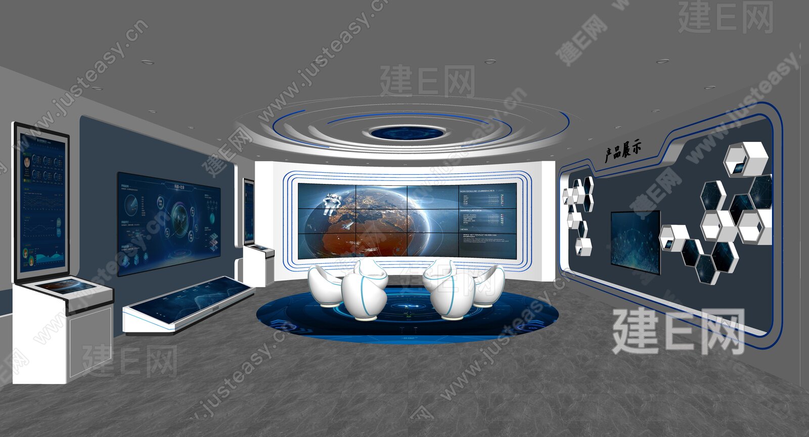 现代科技展厅模型SU模型下载[ID:101405077]_建E室内设计网