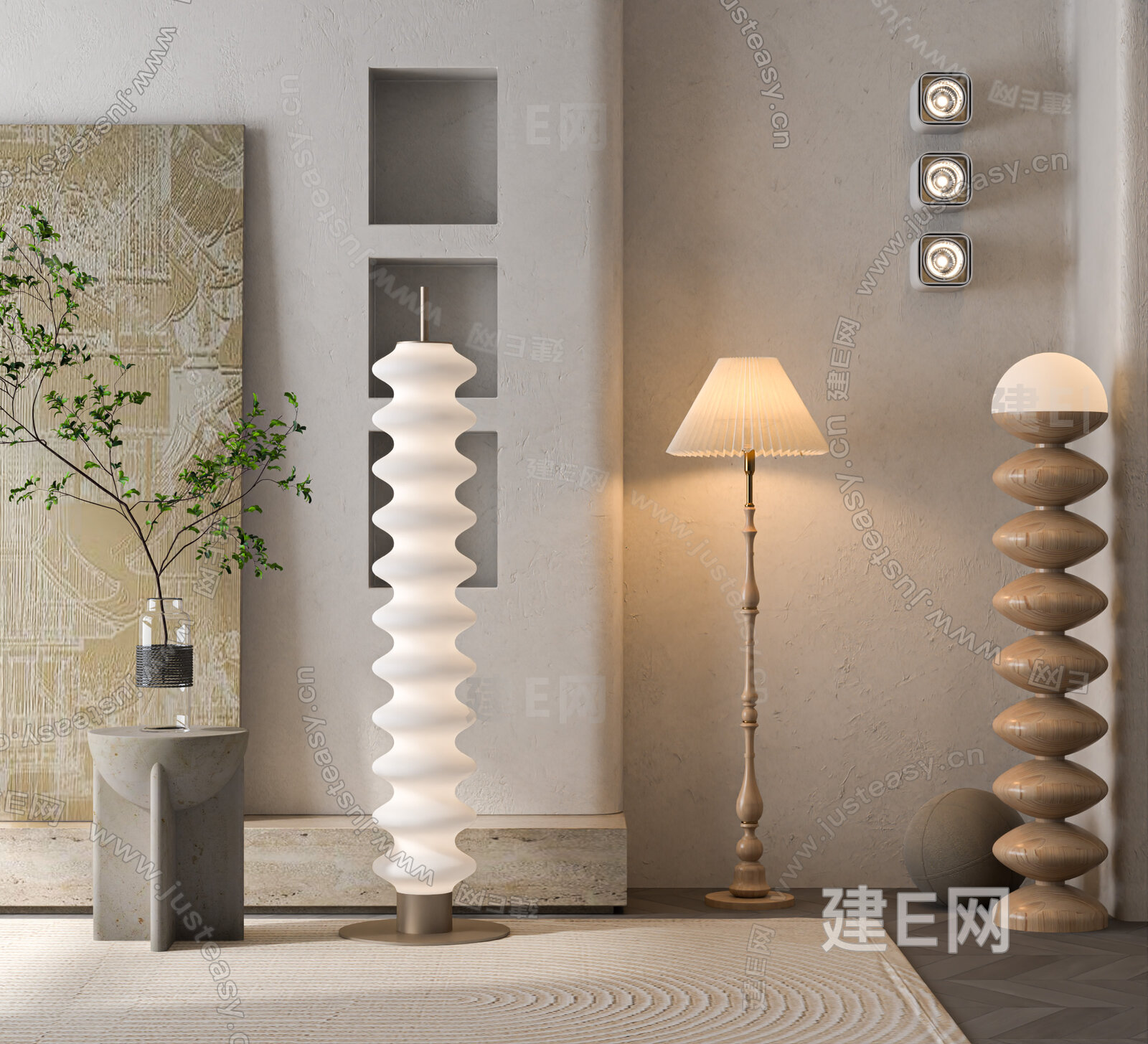 侘寂风落地灯模型SU模型下载[ID:101339623]_建e网su模型