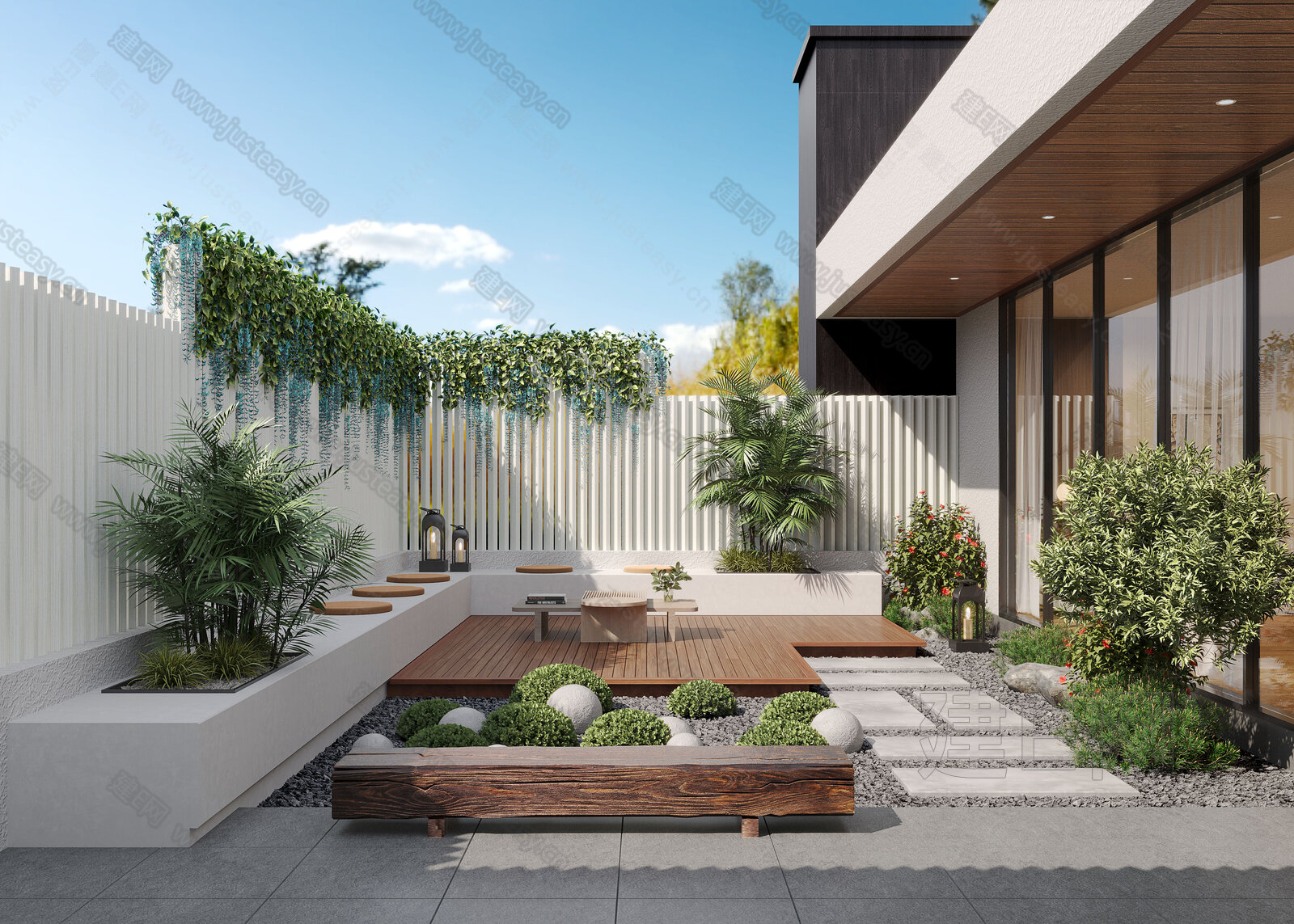 【现代庭院景观3d模型】建E网_现代庭院景观3d模型下载[ID:116807947]_打造3d现代庭院景观模型免费下载平台
