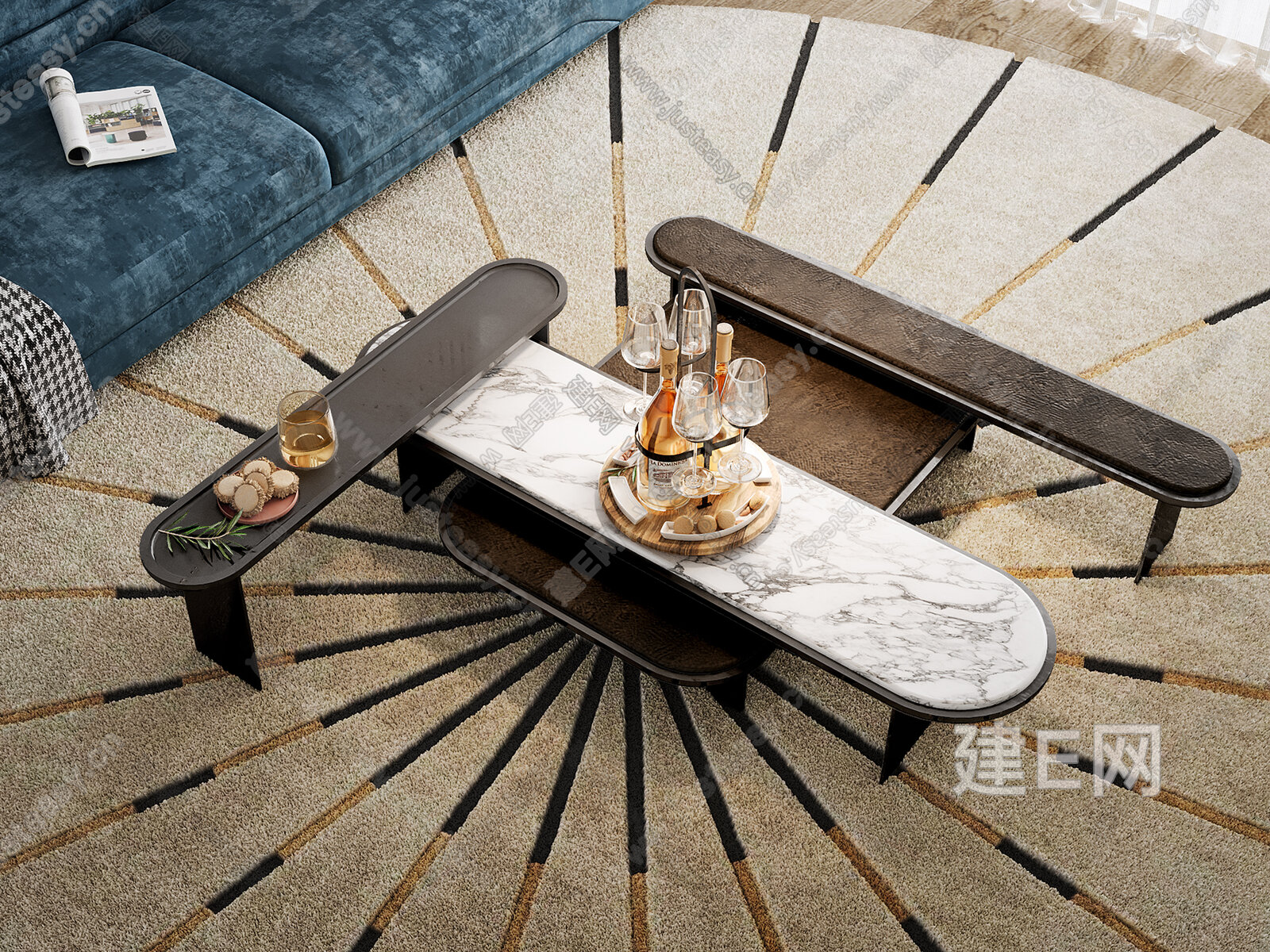 Gallotti&Radice 现代沙发茶几组合3d模型下载[ID:116808043]_建e网3d模型