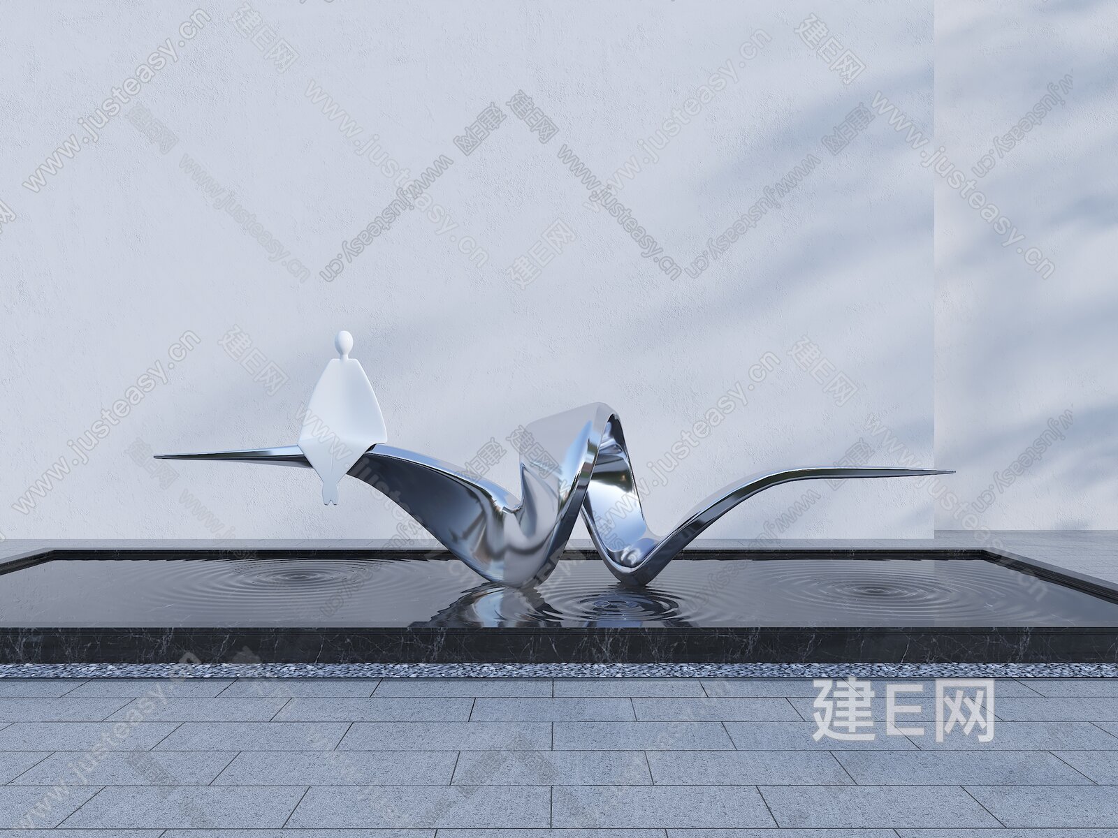 现代水景雕塑模型SU模型下载[ID:102060337]_建e网su模型