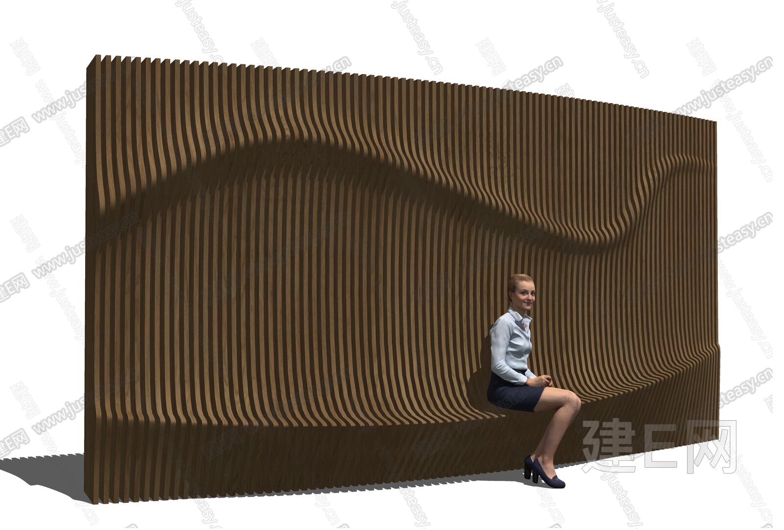 现代异形格栅景墙模型SU模型下载[ID:102060435]_建E室内设计网