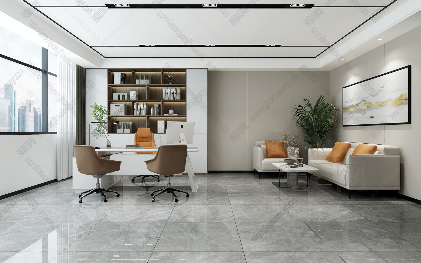 现代经理办公室3d模型下载[ID:116414857]_建e网3d模型