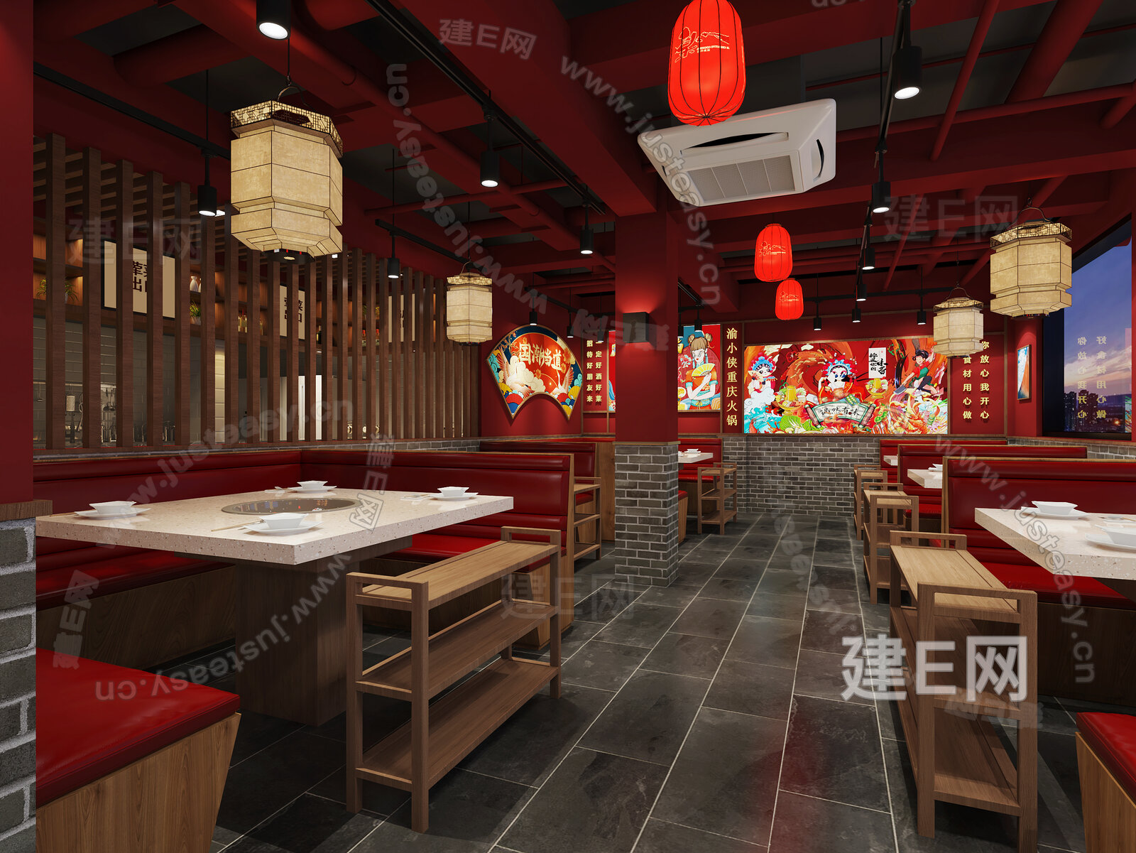 新中式国潮火锅店3d模型下载[ID:116414727]_建e网3d模型