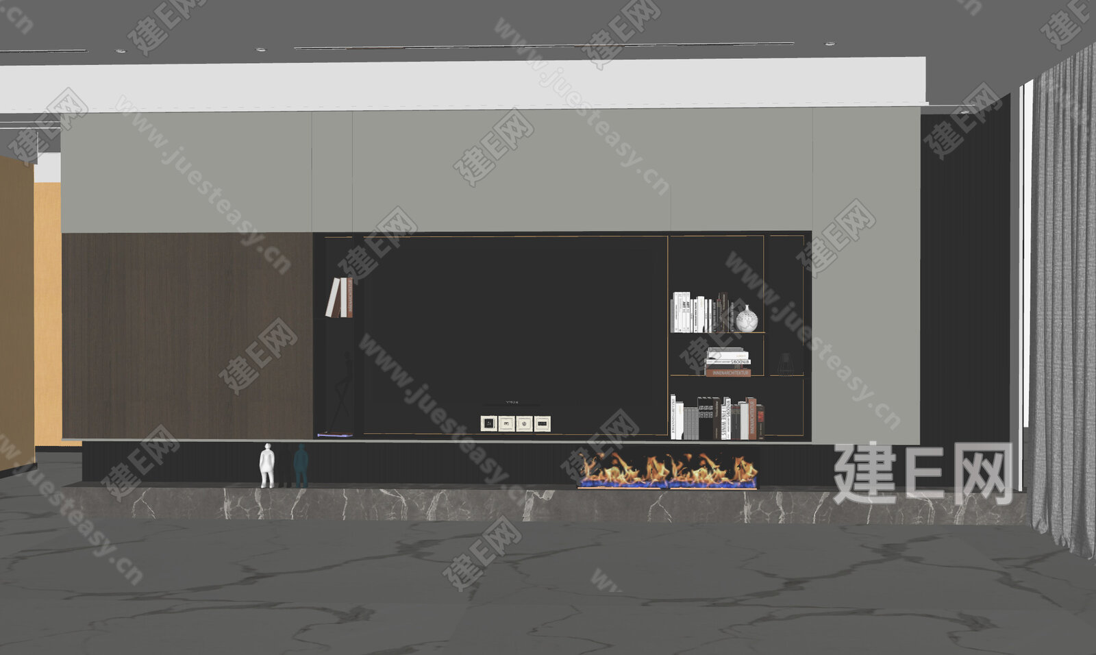 现代电视背景墙 模型SU模型下载[ID:102126038]_建E室内设计网