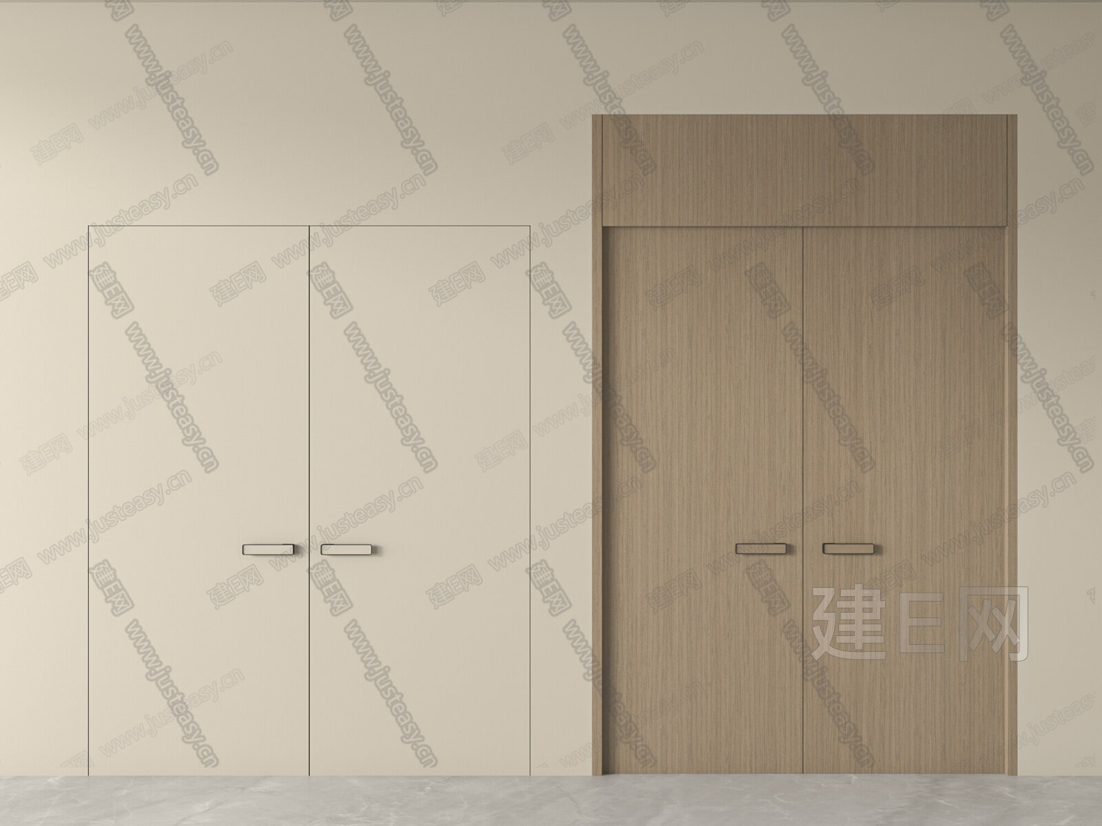 现代双开门模型SU模型下载[ID:101863812]_建E室内设计网
