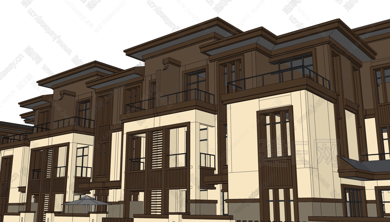 欧式连排别墅 模型SU模型下载[ID:102257018]_建E室内设计网