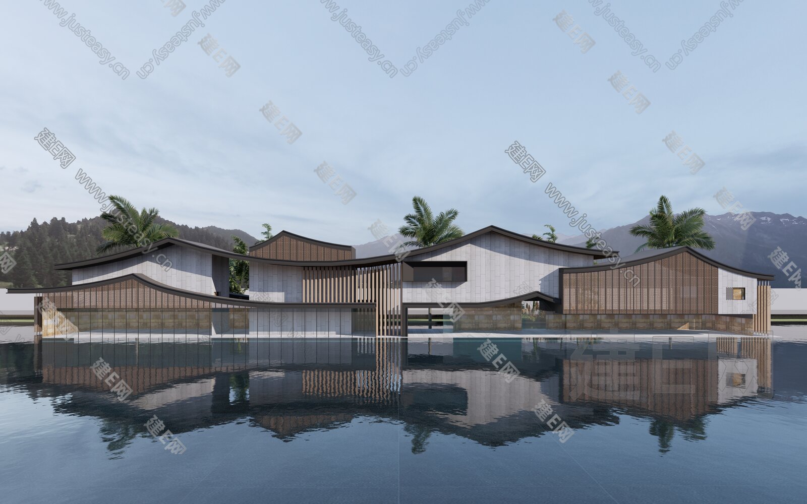 现代展览馆建筑 模型SU模型下载[ID:102256986]_建e网su模型