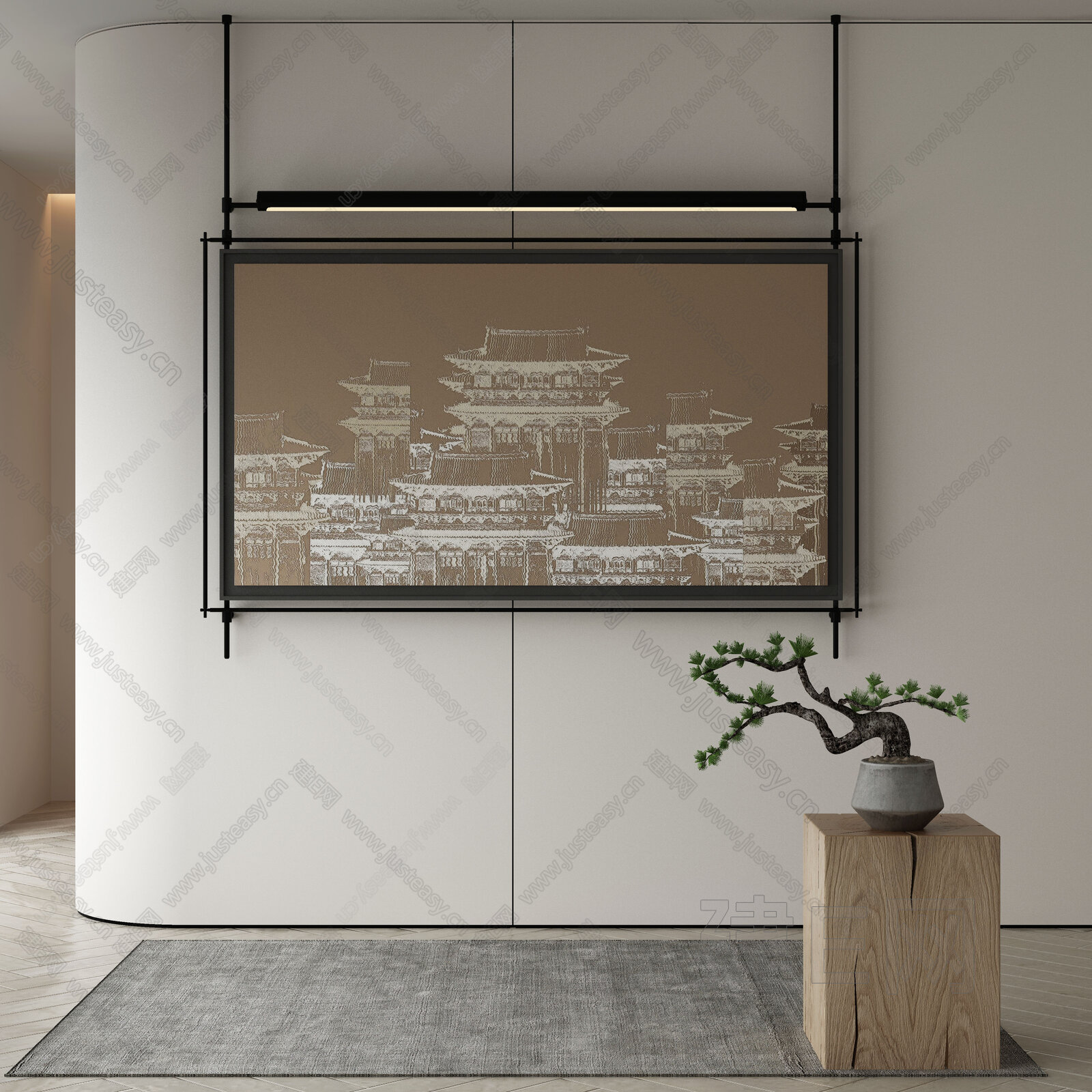 新中式装饰画模型SU模型下载[ID:103633342]_建E室内设计网