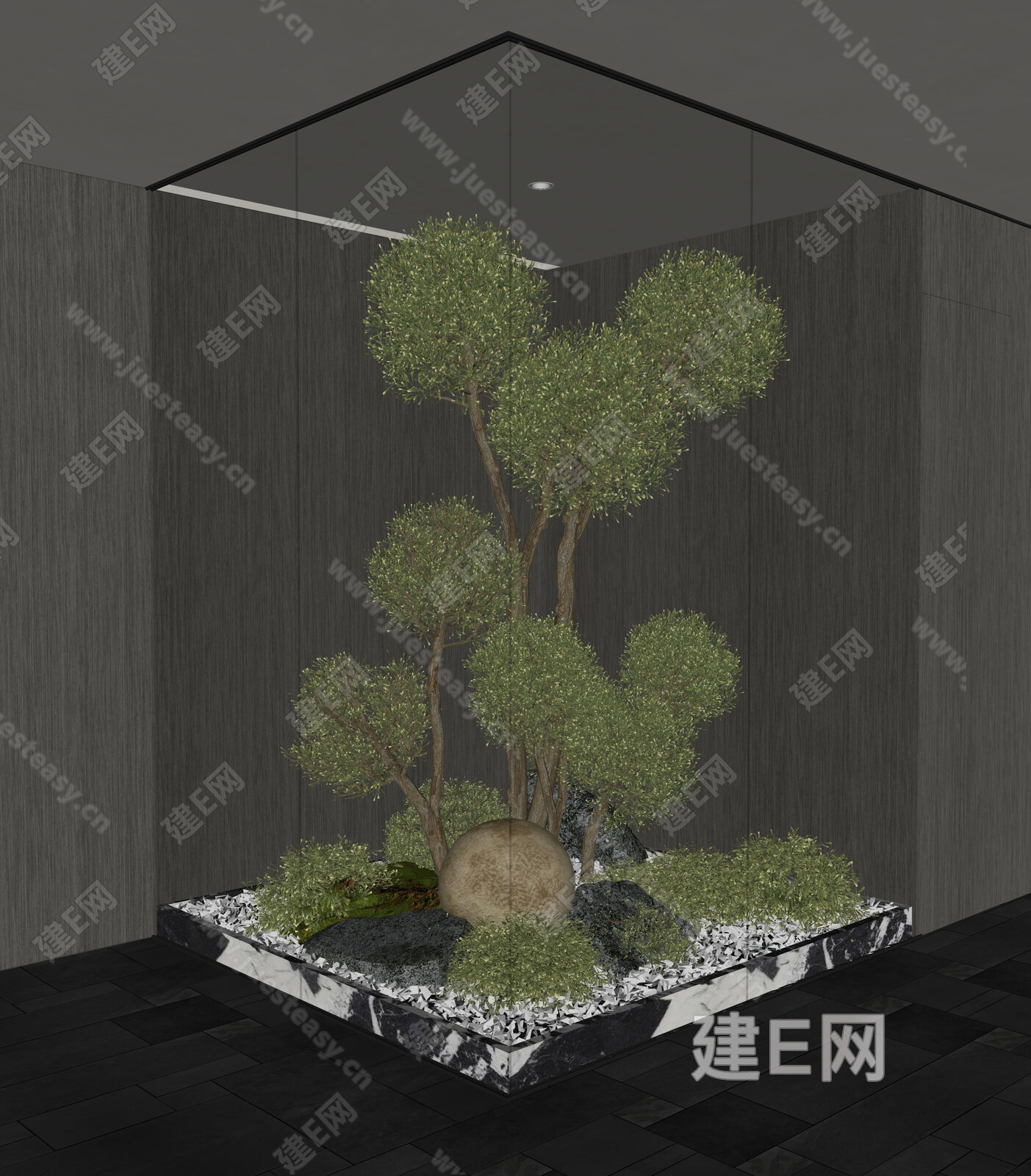现代室内造景模型SU模型下载[ID:102781186]_建e网su模型