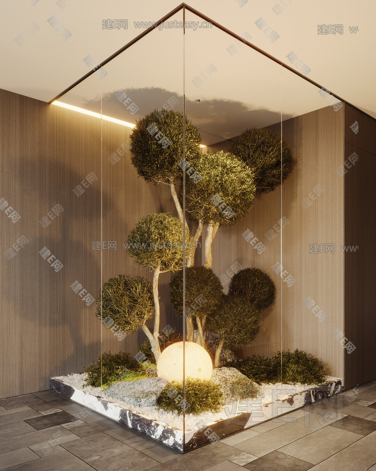 现代室内造景模型SU模型下载[ID:102781186]_建e网su模型