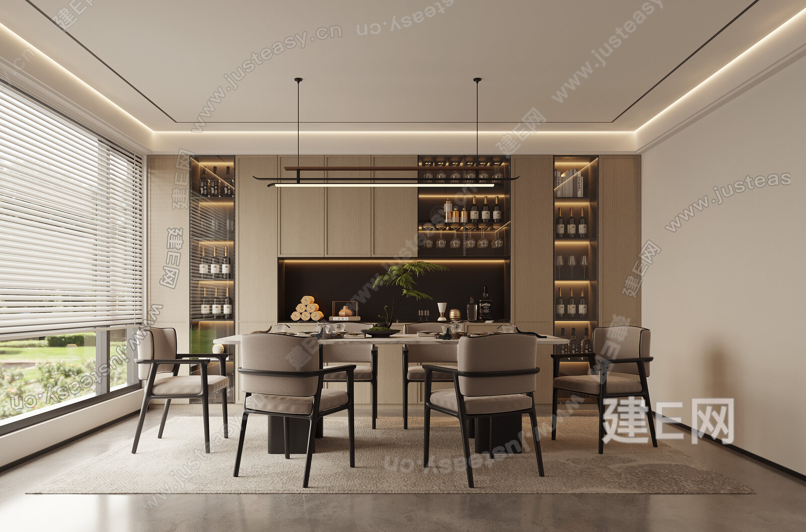 新中式餐厅 模型SU模型下载[ID:102977918]_建E室内设计网