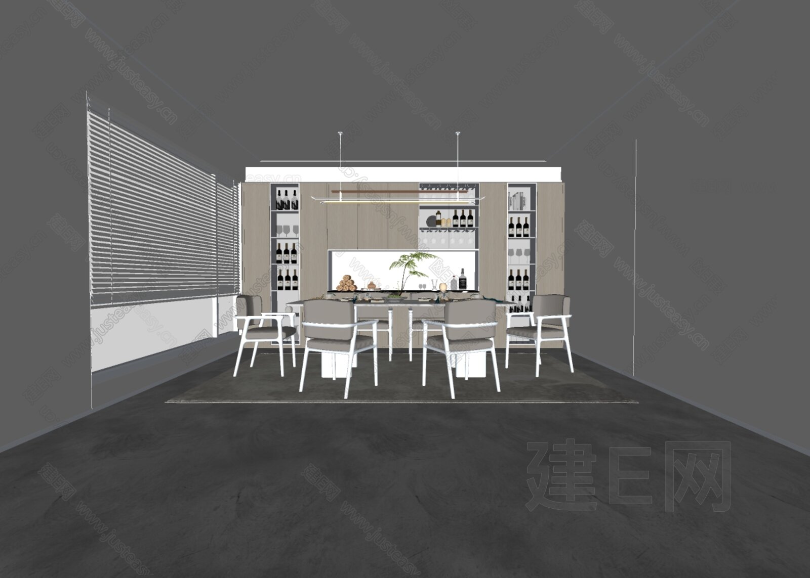 新中式餐厅 模型SU模型下载[ID:102977918]_建E室内设计网
