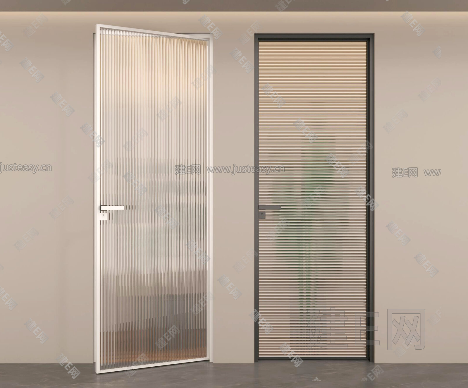 现代长虹玻璃门模型SU模型下载[ID:103764461]_建e网su模型