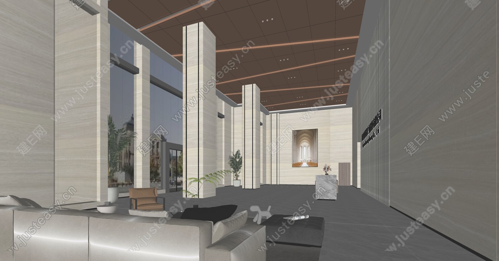 现代公司大堂模型SU模型下载[ID:103698752]_建e网su模型
