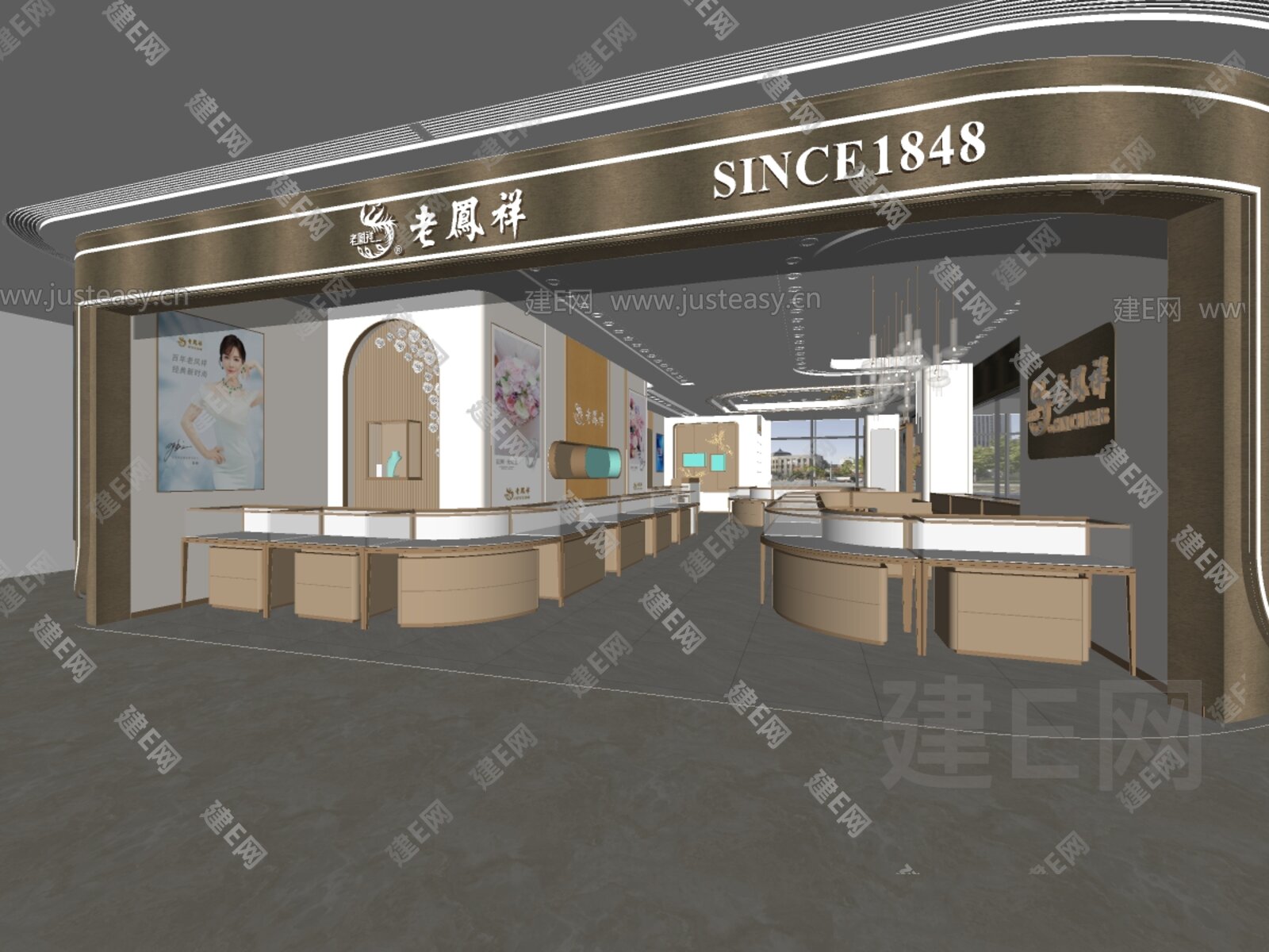 现代珠宝店模型SU模型下载[ID:103895448]_建e网su模型