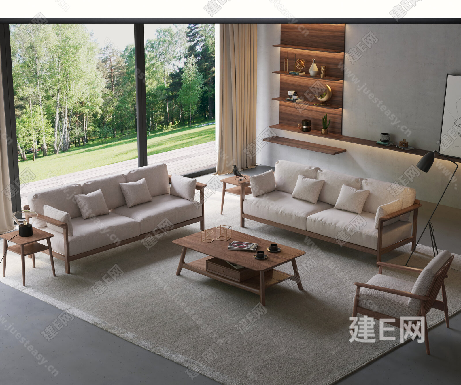 现代沙发茶几组合3d模型下载[ID:111368508]_建e网3d模型