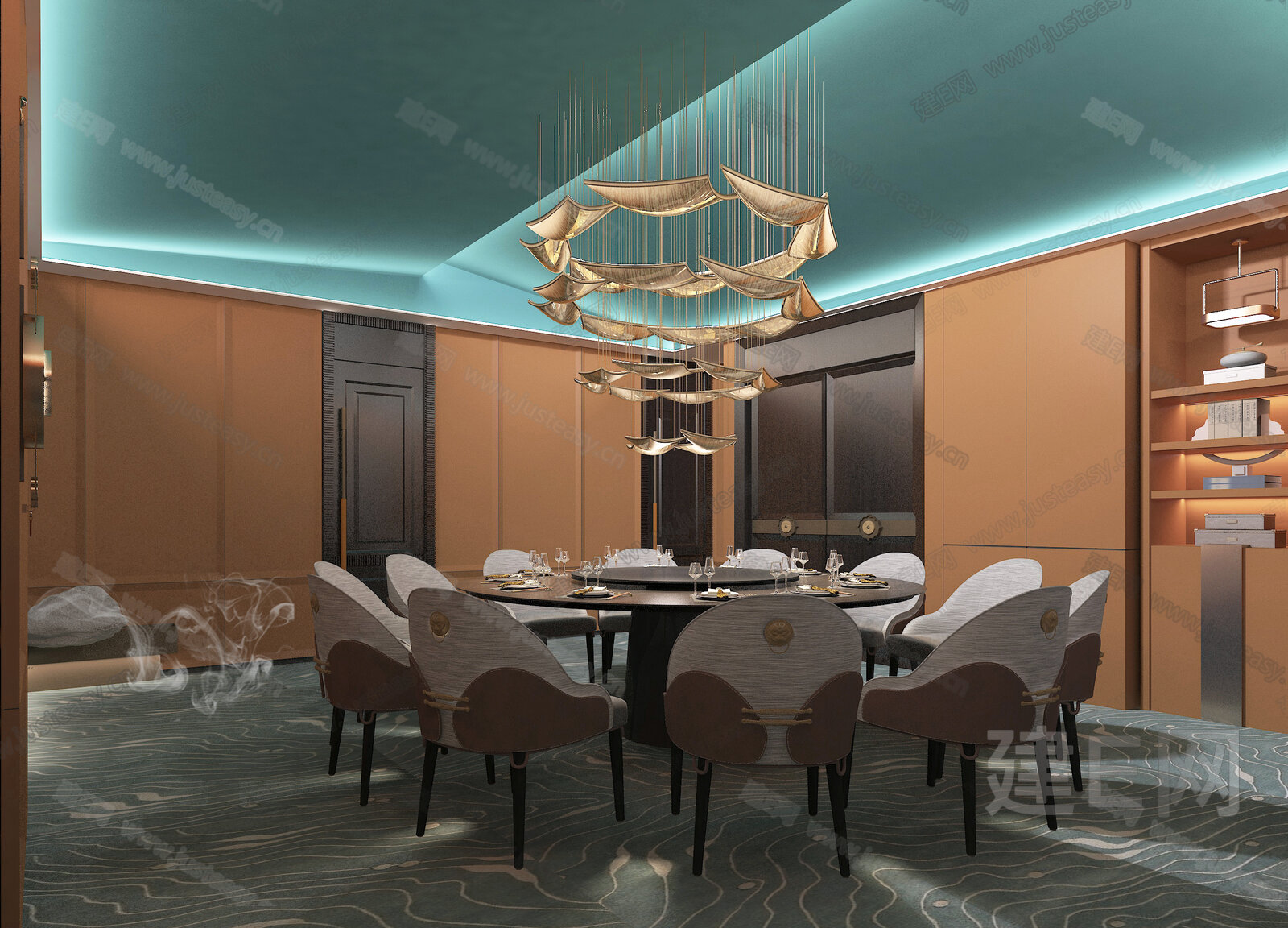 【新中式中餐厅包间3d模型】建e网_新中式中餐厅包间3d模型下载[ID:112155099]_打造3d新中式中餐厅包间模型免费下载平台