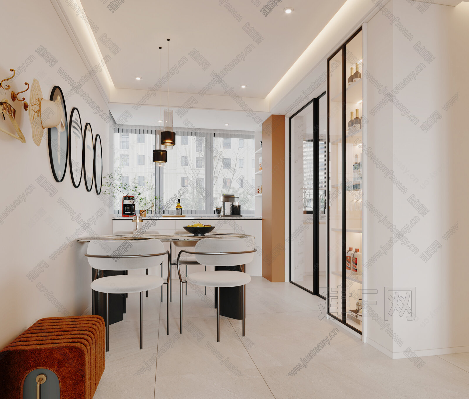 现代餐厅模型SU模型下载[ID:104485324]_建e网su模型
