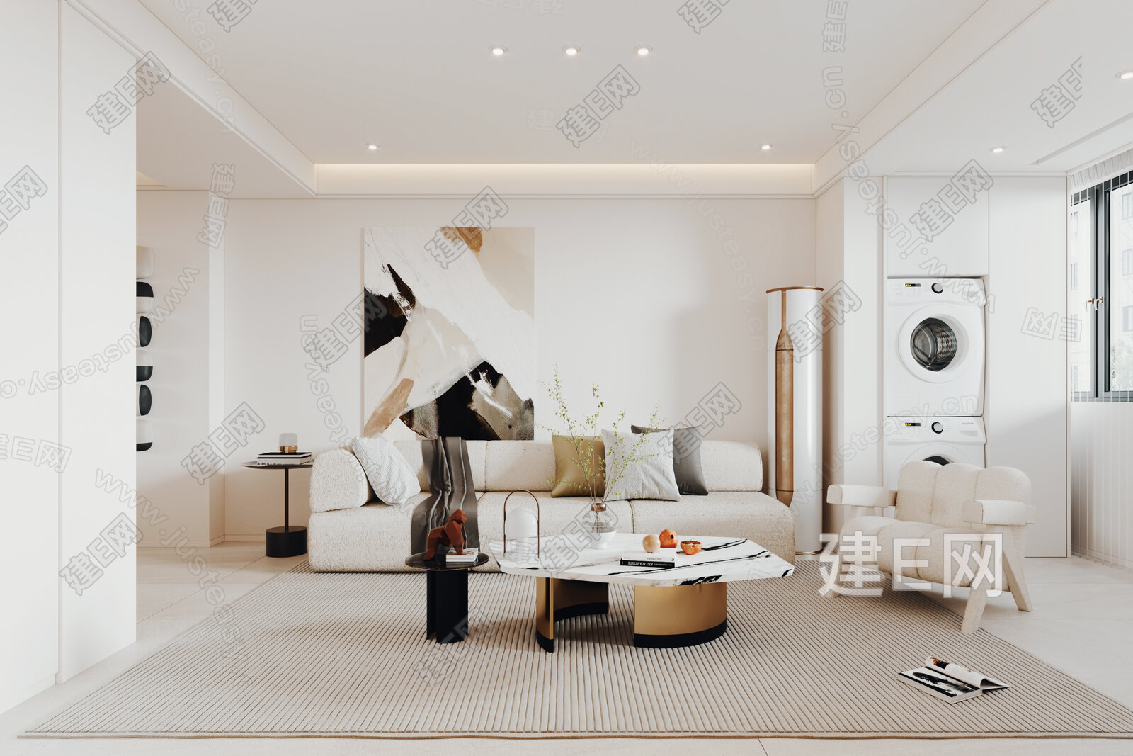 现代客厅模型SU模型下载[ID:114118939]_建e网su模型
