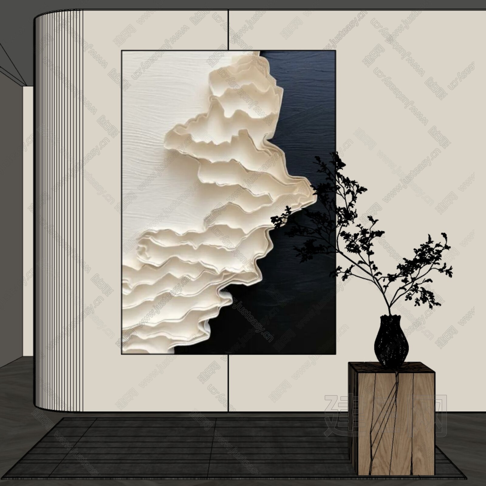现代装饰画 抽象模型SU模型下载[ID:104747467]_建e网su模型