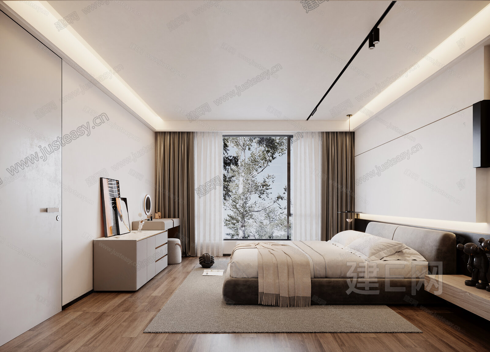 现代主卧模型SU模型下载[ID:113856992]_建E室内设计网