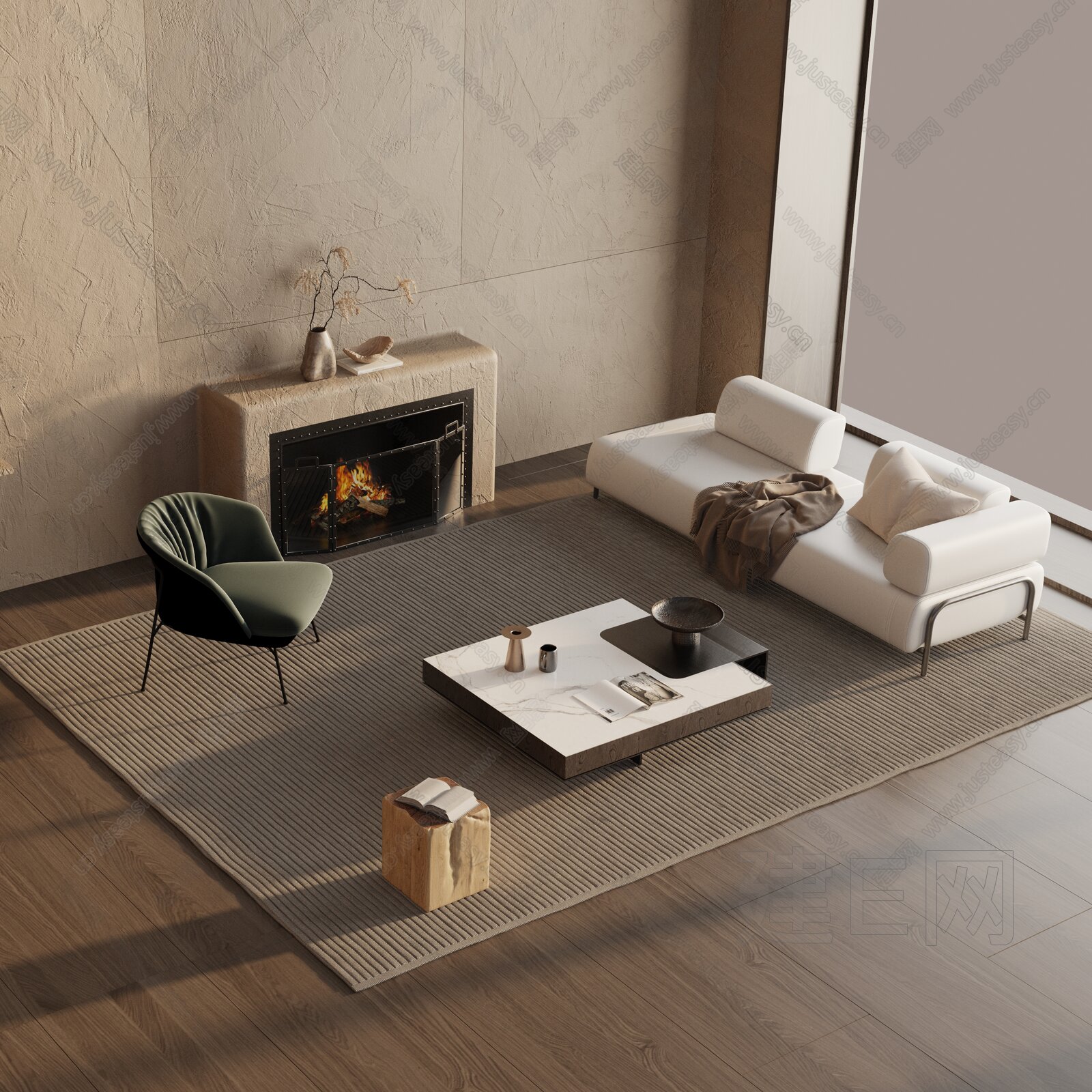 现代沙发茶几组合模型SU模型下载[ID:114708970]_建e网su模型