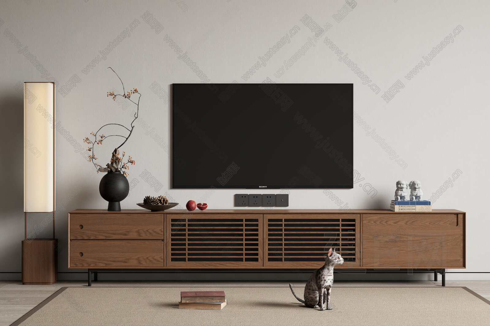 新中式电视柜模型SU模型下载[ID:114184456]_建E室内设计网