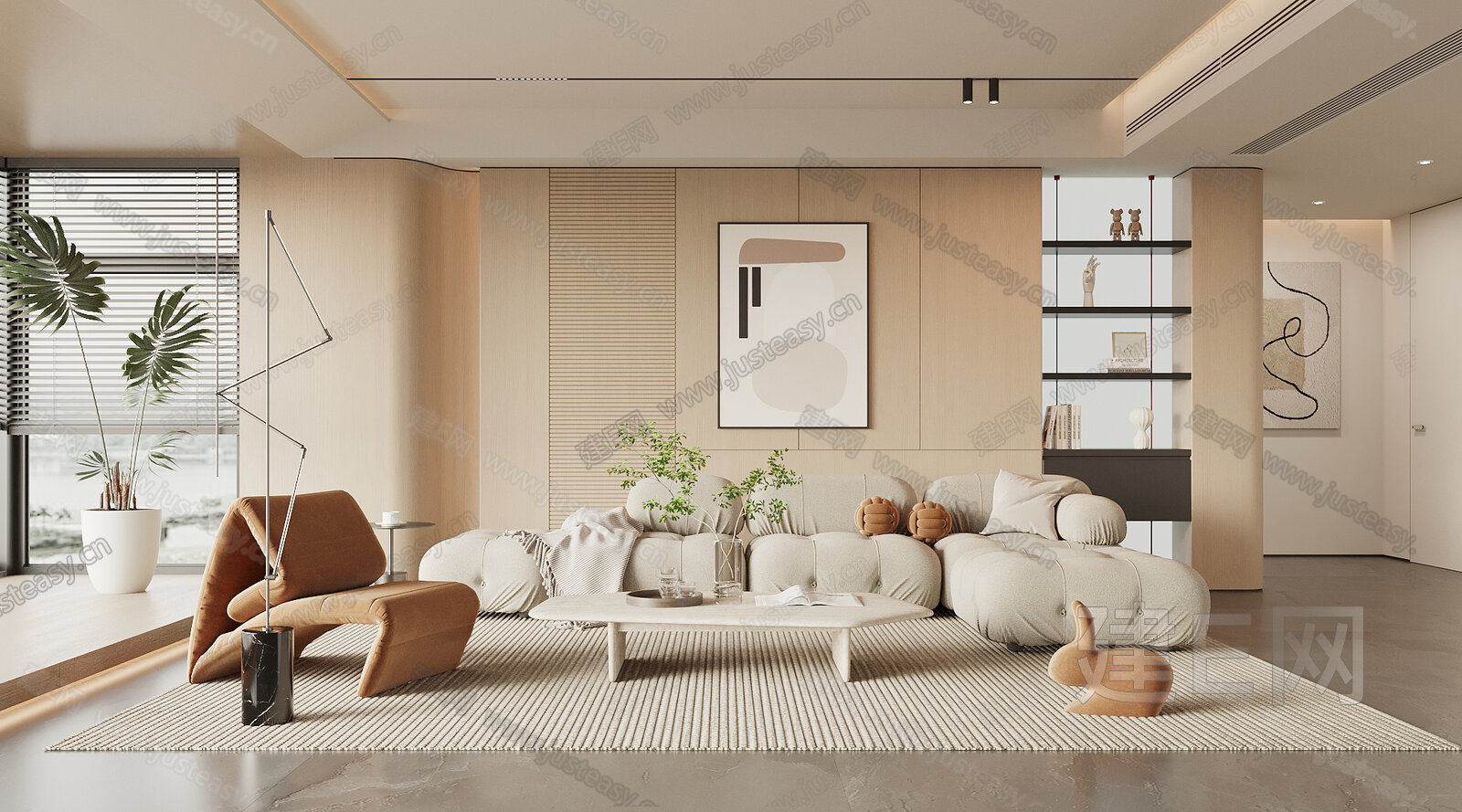 【现代奶油风客厅3d模型】建E网_现代奶油风客厅3d模型下载[ID:113072558]_打造3d现代奶油风客厅模型免费下载平台