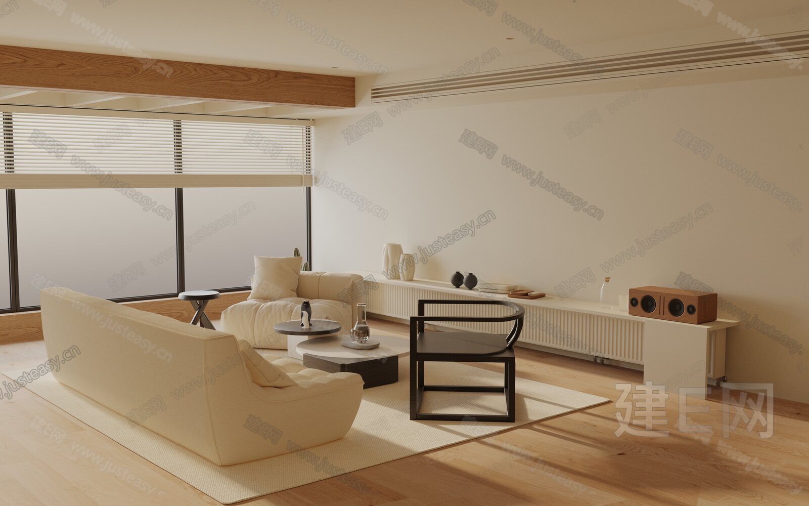 现代客厅模型SU模型下载[ID:113922349]_建E室内设计网